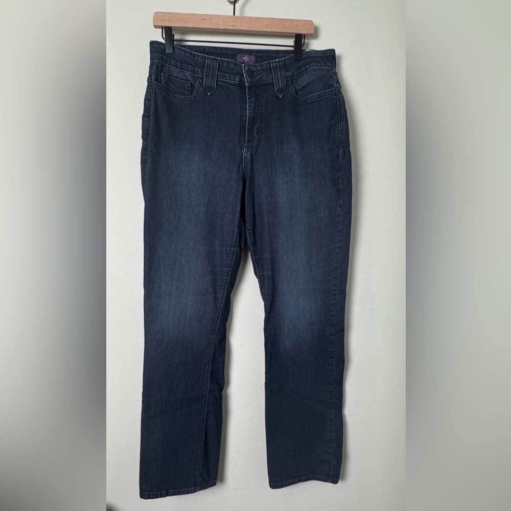 NYDJ Marilyn Straight Leg Lift Tuck Jeans Size 14 Dark Wash‎ Denim